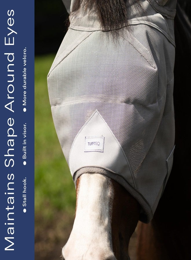 TUFFTEQ Horse Fly Mask with Ears - Built-in Visor - Breathable, Lightweight Mask - 95% UV Eye Protection - Adjustable Fit for Comfort Horse Medium/Large Size - Image 4